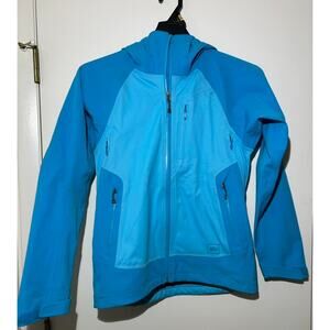 REI Blue Two-Tone Lightweight Jacket Hooded Zip Closure Pockets Womens XS